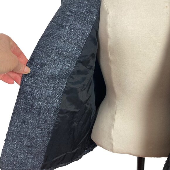 Eileen Fisher Open Blazer Jacket Womens 6 Black Silver Slubby Lined - Picture 11 of 11